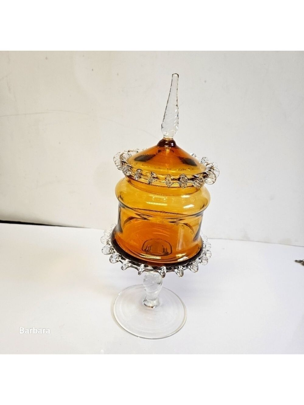 Vintage 60s Empoli Orange Circus Tent Art Glass Candy Dish